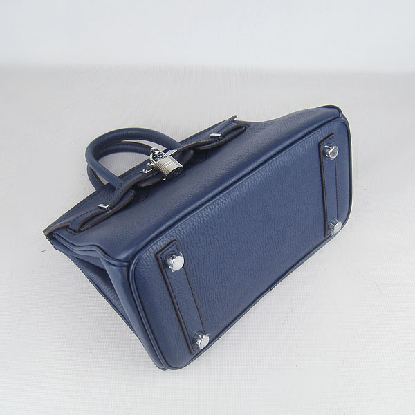 Super A Replica Hermes Togo Leather Birkin 25CM Handbag Dark Blue 6068 - Click Image to Close